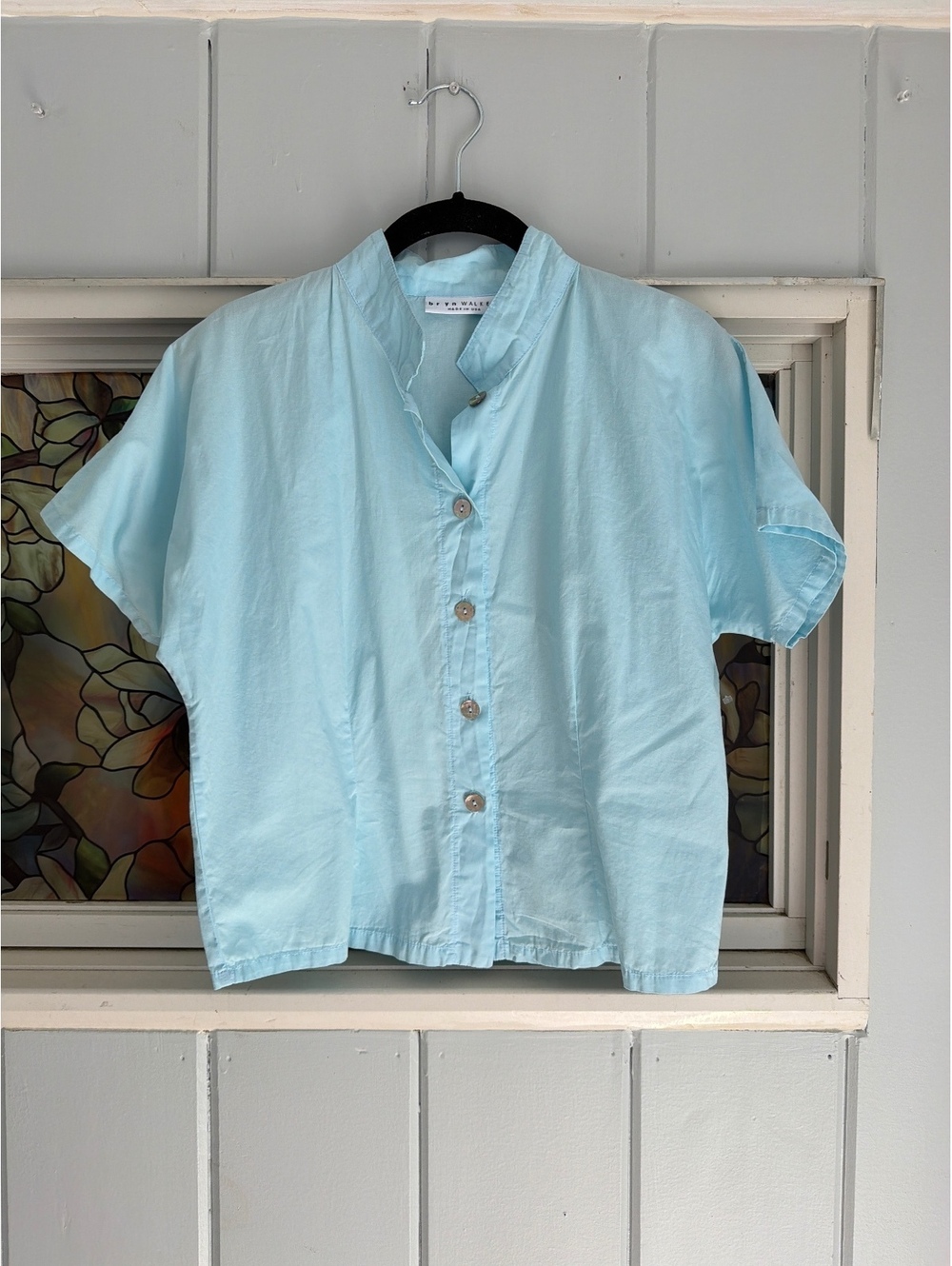 bryn WALKER Light Blue Organic Cotton Button-Up Shirt Size S